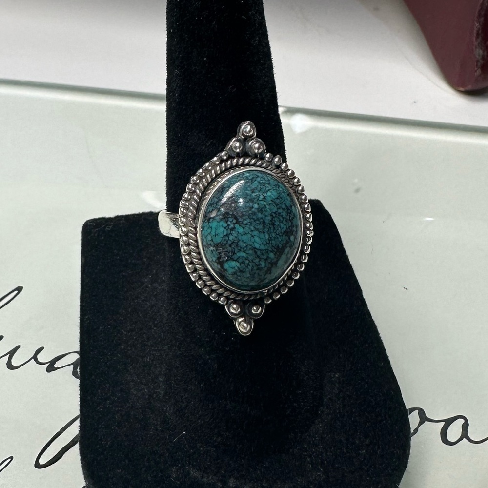 925 Beautiful Silver turquoise ring Sz 6